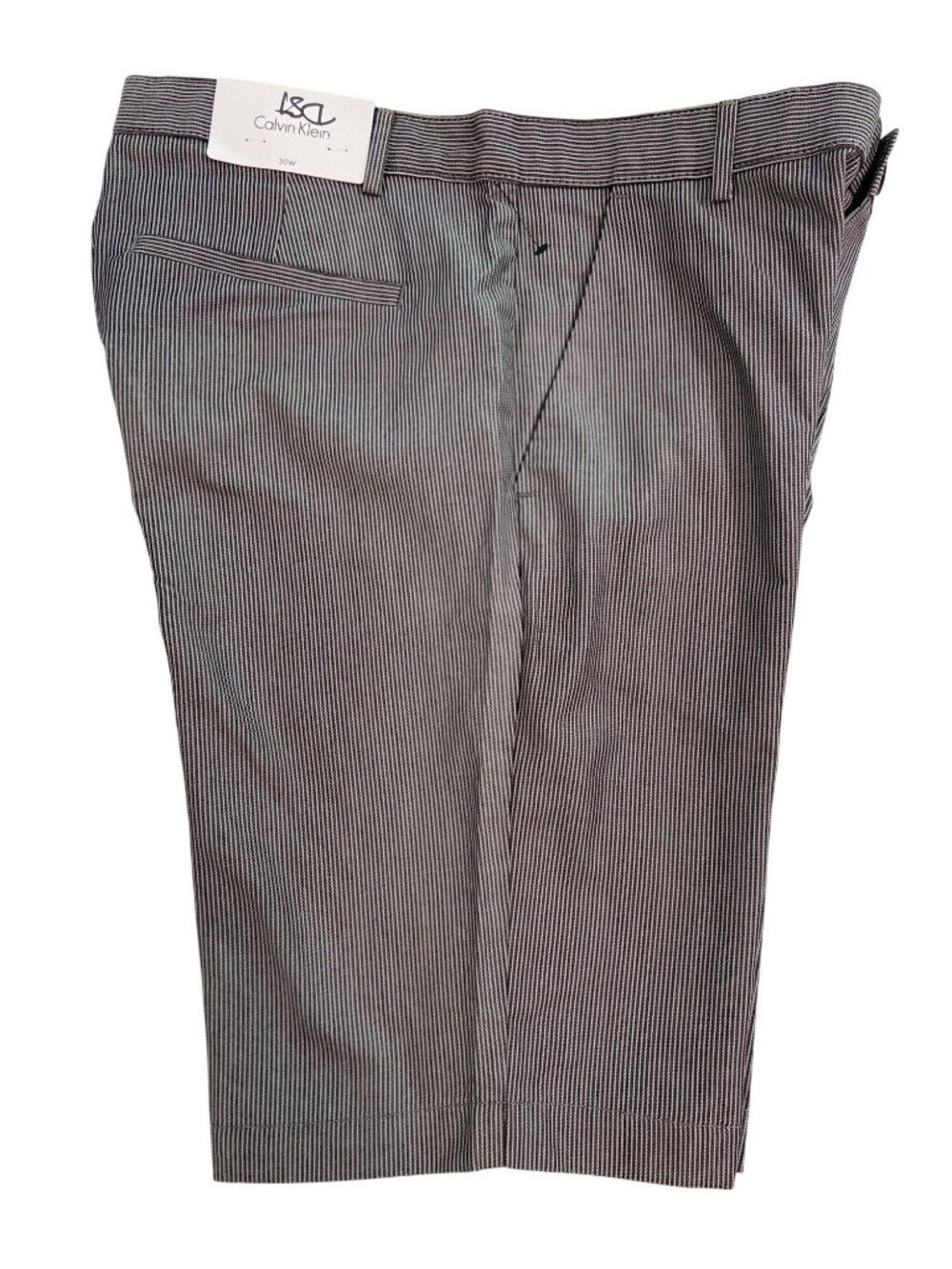 Calvin Klein Mens Striped Gray Shorts size 30W 100% Cotton Preppy style golf Sma